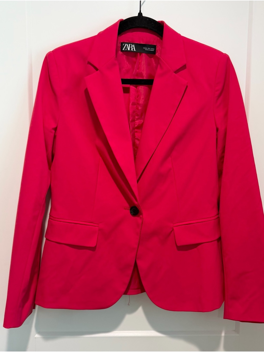 Zara Hot Pink Fuchsia Blazer Size 6 Tailored Statement Jacket Barbiecore - Picture 3 of 8